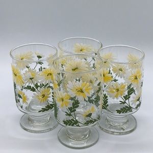 Rare Vintage Footed Libbey Daisy Glasses